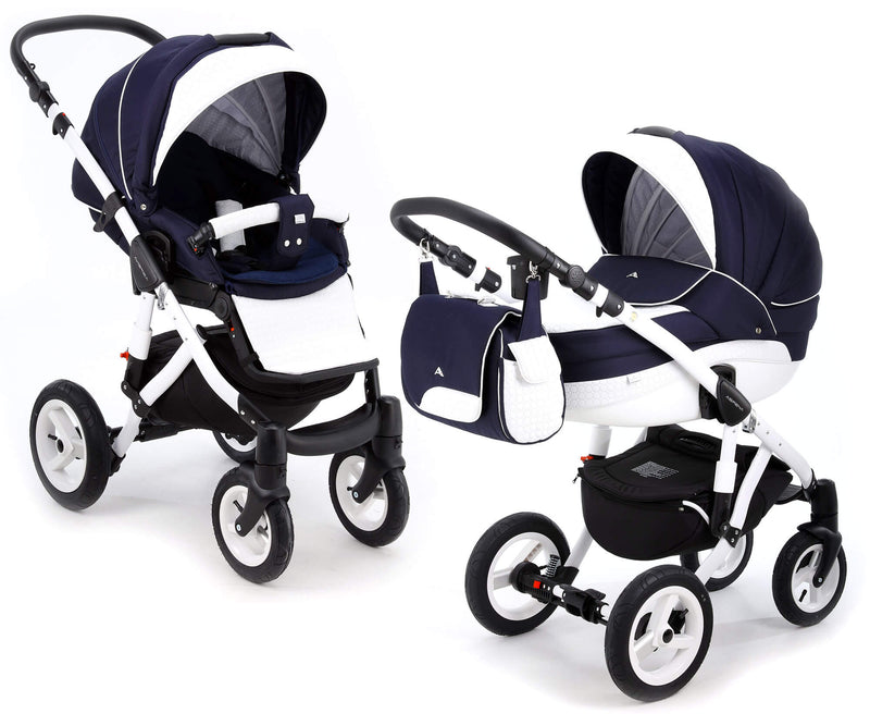 Duo Passeggino Carrozzina Adamex Aspena 837S Serie Eko Blu e Bianco-1
