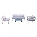 Set Salotto da Giardino Divano 2 Poltrone e Tavolino con Cuscini in Alluminio Tortora-1