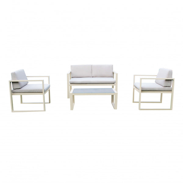 acquista Garden Lounge Set Sofa 2 Sessel und Couchtisch mit Kissen aus taubengrauem Aluminium