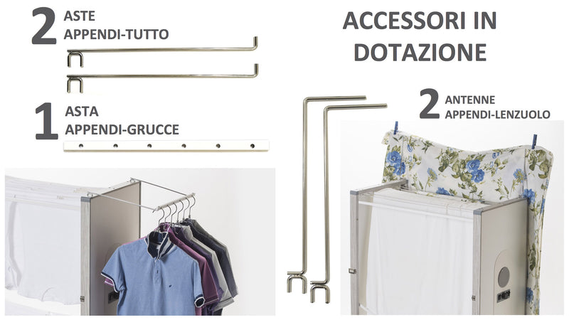 Stendibiancheria Elettrico Asciugabiancheria 40W con Ionizzatore e Inverter Alfie 690 Special Bianco-10