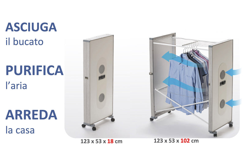 Stendibiancheria Elettrico Asciugabiancheria 40W con Ionizzatore e Inverter Alfie 690 Special Bianco-5