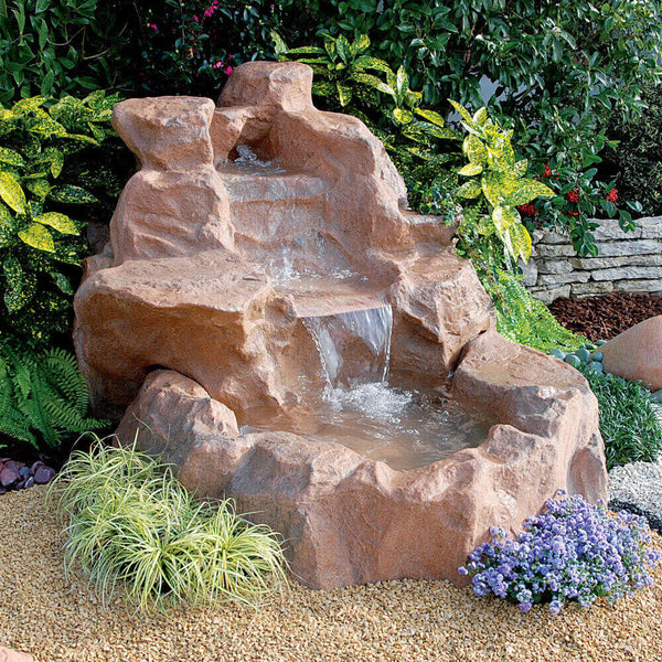 sconto Künstlicher Steinwasserfall für den Garten 185 x 145 x 110 cm aus Fiberglas mit Pumpe