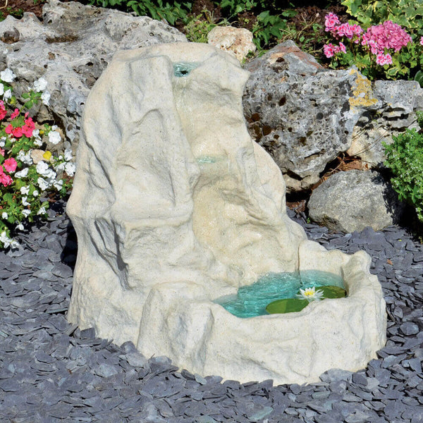 sconto Künstlicher Garten-Wasserfall aus Marmor 90 x 68 x 83 cm aus Fiberglas mit Pumpe