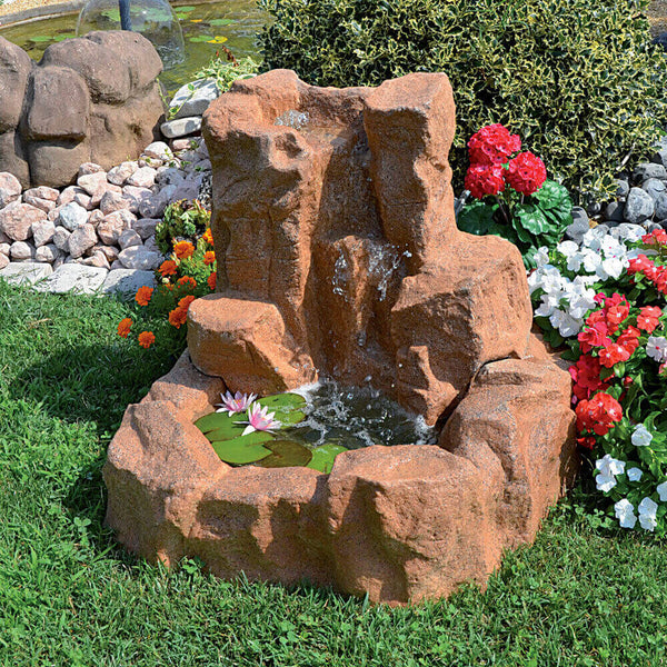 acquista Künstlicher Gartenfelsen-Wasserfall 87 x 65 x 148 cm aus Fiberglas mit Pumpe