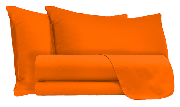 online Satz Doppellaken oben und unten und Kissenbezüge einfarbig orange