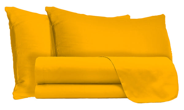 acquista Set aus Doppellaken oben und unten und gelben einfarbigen Kissenbezügen