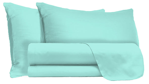 online Set aus Doppellaken oben und unten und Kissenbezügen einfarbig aquagrün