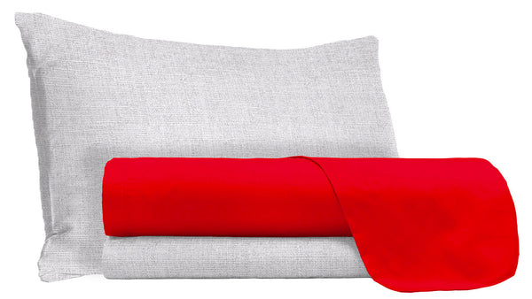Satz Bettwäsche und Kissenbezüge aus roter Baumwolle in verschiedenen Größen sconto