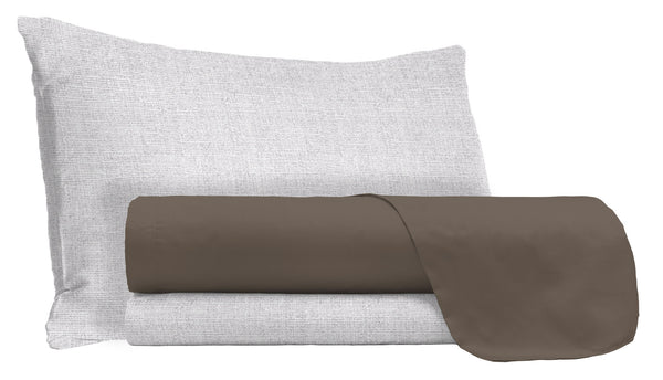 Satz Bettwäsche und Kissenbezüge aus brauner Baumwolle in verschiedenen Größen acquista