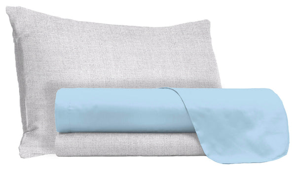 online Set aus Oberlaken und Kissenbezügen aus hellblauer Baumwolle in verschiedenen Größen