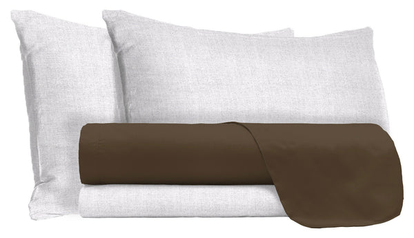 Oberlaken-Set und Kissenbezüge aus schokoladenfarbener Baumwolle in verschiedenen Größen prezzo