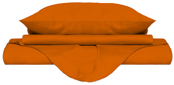 Doppel-Bettbezug mit Tasche und Kissenbezügen, einfarbig, orange prezzo