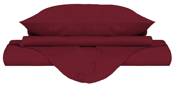 Doppelbettbezug mit Tasche und einfarbigen Kissenbezügen in Bordeaux prezzo