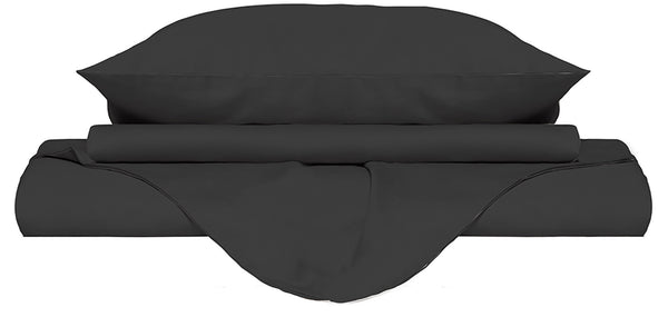 online Bettbezug für Doppelbett mit Tasche und Kissenbezügen, einfarbig dunkelgrau