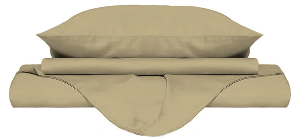 Bettbezug für Doppelbetten mit Tasche und einfarbigen cremefarbenen Kissenbezügen acquista