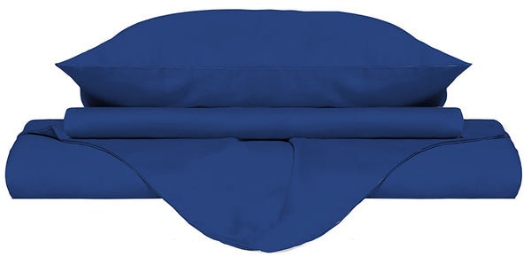 Doppel-Bettbezug mit Tasche und Kissenbezügen, einfarbig Königsblau sconto