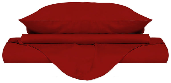 acquista Bettbezug für Doppelbett mit Tasche und Kissenbezügen, einfarbig rot