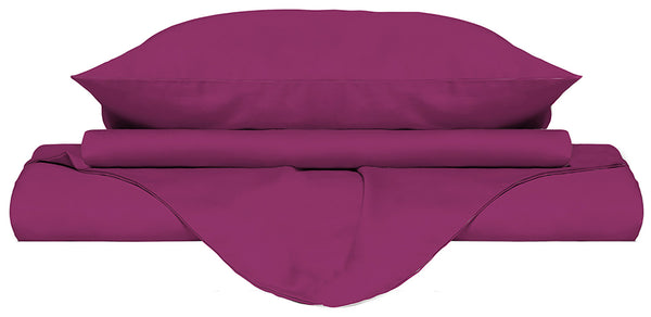 Bettbezug für Doppelbett mit Tasche und einfarbigen Kissenbezügen in Fuchsia acquista