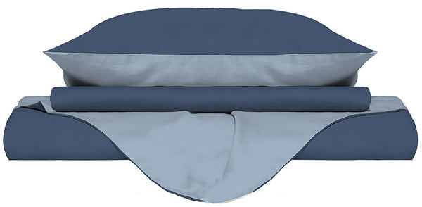 Bettbezug mit Tasche und Kissenbezügen Doubleface Avio/Azzurro, verschiedene Größen acquista