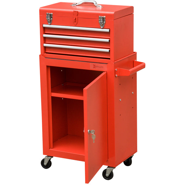 sconto Werkstatt-Werkzeugwagen mit roten Schubladen 45,9 x 28 x 94 cm