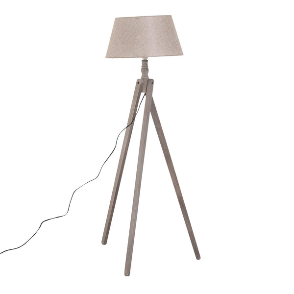 prezzo Dreibein-Stehlampe aus Holz mit beigem Leinenschirm 146 cm