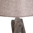 Lampada da Terra Tripode in Legno con Paralume in Lino Beige 146 cm -5