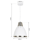 Lampada Moderna a Sospensione in Metallo Cromato Bianco 30x35 cm -3