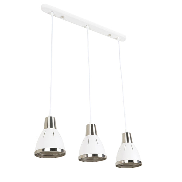 sconto Modernes Design Pendelleuchte 3 Lichter aus weißem Metall Ø13x16x55 cm