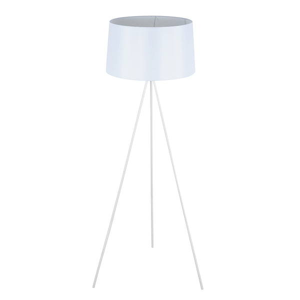 prezzo Dreibein-Stehlampe aus Metall mit Schirm aus weißem Leinen Ø48x156 cm