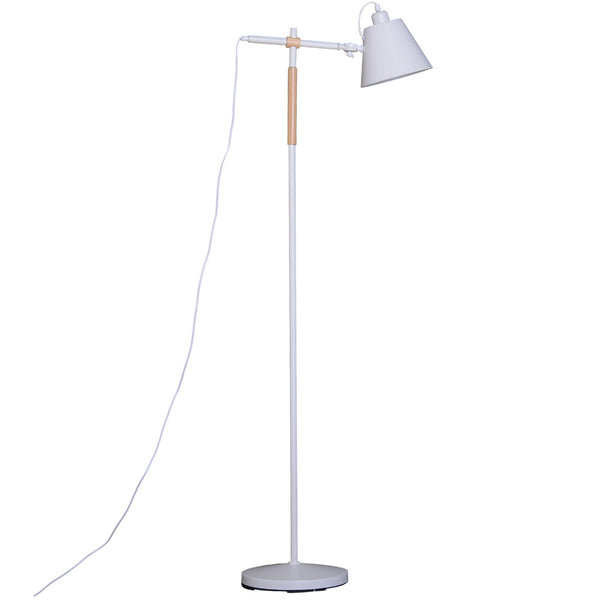 Weiße Stehlampe Verstellbarer Lampenschirm aus Metall und Holz sconto