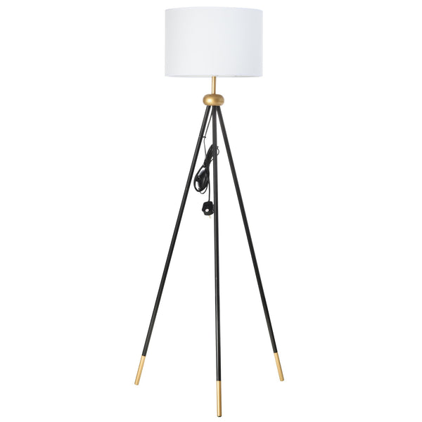 online Dreibeinige Stehlampe aus Metall mit weißem Lampenschirm 56x56x137 cm