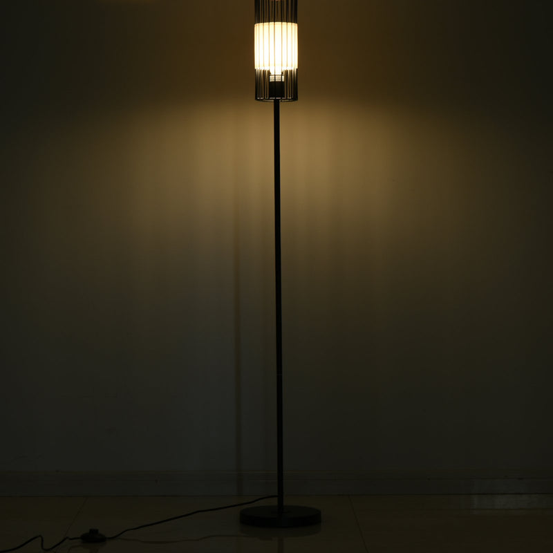 Lampada da Terra Tripode in Acciao con Paralume Ø23x147,5 cm  Nero e Bianco-4