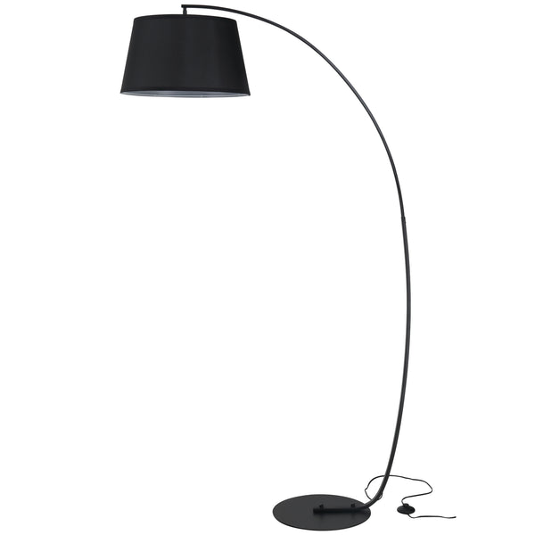 Bogen-Stehlampe aus Metall mit Lampenschirm aus schwarzem Stoff prezzo