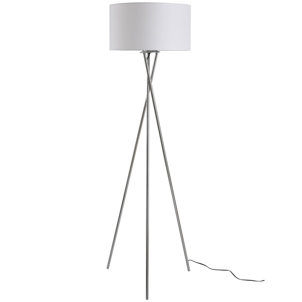 online Dreibein-Stehlampe aus Metall mit weißem Lampenschirm Ø48x162 cm