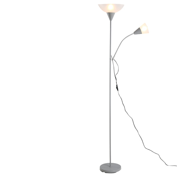 Stehlampe mit 2 Lampenschirmen E27 E14 in Silberstahl prezzo