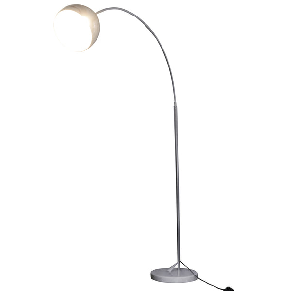 sconto Bogen-Stehlampe mit E27-Lampenschirm aus Stahl und silbernem Marmor