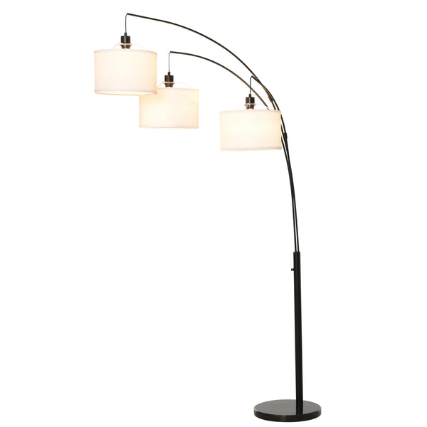 online Stehlampe mit 3 Lampenschirmen E27 H205 cm aus schwarzem und weißem Metall