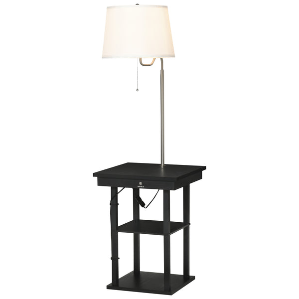 online Stehlampe mit Tisch und 2 USB-Anschlüssen 44,5 x 44,5 x 144,5 cm aus schwarzem Metall