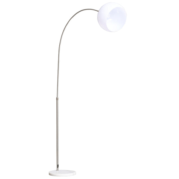 sconto Bogen-Stehlampe mit Lampenschirm E27 94x30x130-180 cm aus Metall und weißem Metall