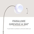 Lampada da Terra ad Arco con Paralume E27 94x30x130-180 cm in Metallo e Metallo Bianco-5
