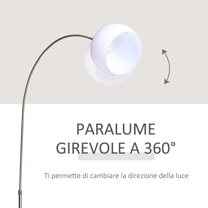 Lampada da Terra ad Arco con Paralume E27 94x30x130-180 cm in Metallo e Metallo Bianco-5