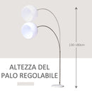 Lampada da Terra ad Arco con Paralume E27 94x30x130-180 cm in Metallo e Metallo Bianco-6