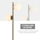 Lampada da Terra 35x35x165 cm E27 con 2 Paralumi a Sfera  Oro-4