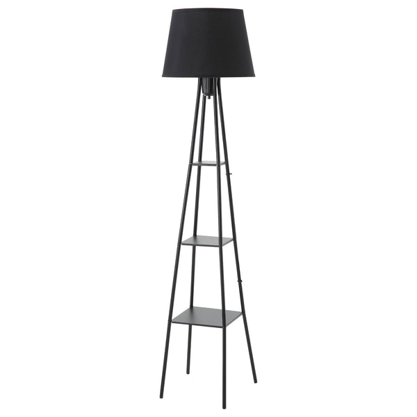 prezzo Stehlampe 35x35x173 cm E27 mit Lampenschirmregalen aus schwarzem Stoff
