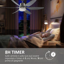 Ventilatore da Soffitto 6 Pale e Lampada LED Ø132x40 cm 6 Velocità Argento-6