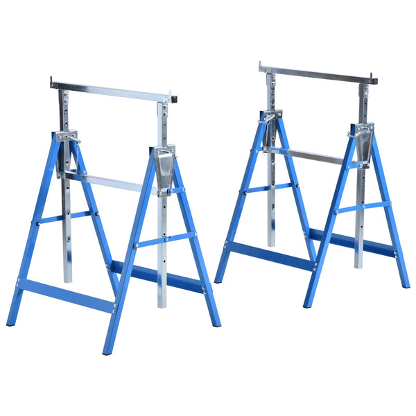 prezzo Set mit 2 Teleskop-Arbeitsständern, klappbar, höhenverstellbar, aus blauen Stahlrohren