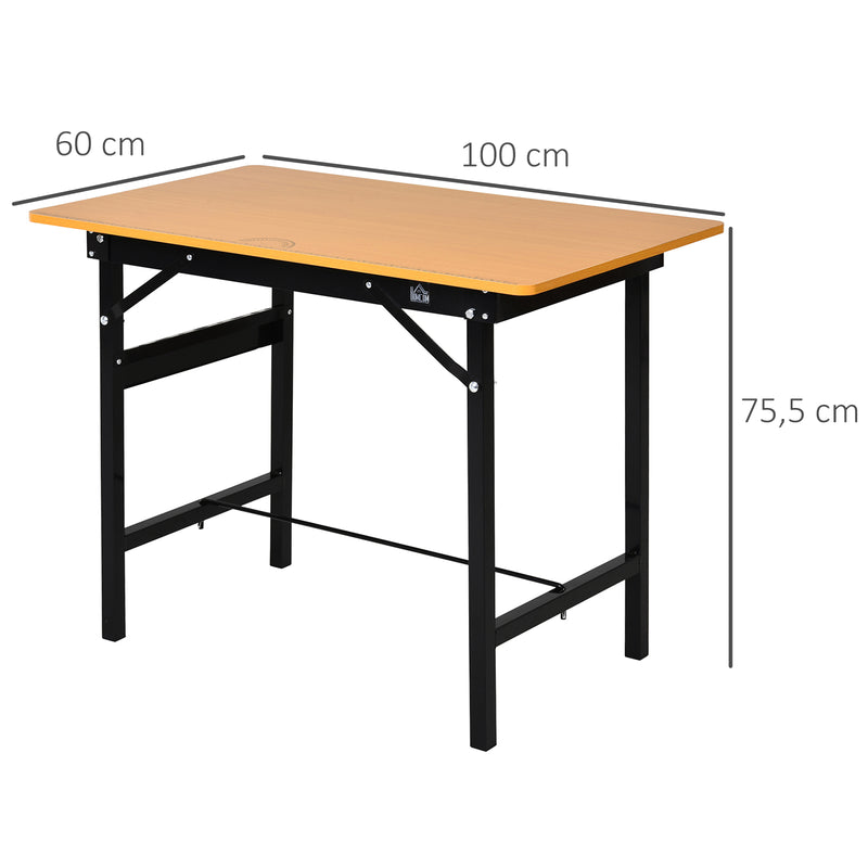 Tavolo da Lavoro Pieghevole 100x60x75,5 cm in Acciaio e MDF  Nero-3