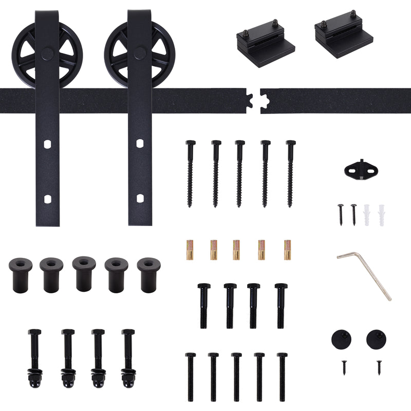 Binario per Porte Scorrevoli con Kit di Accessori in Acciaio Nero 100 cm sm 180mm -6