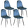 Set mit 4 Indoor-Stühlen 88 x 43 x 53 cm in blauem Stoff