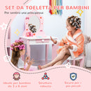 Specchiera Giocattolo per Bambini 50x36,5x89,5 cm con Sgabello in MDF Bianco e Rosa-4